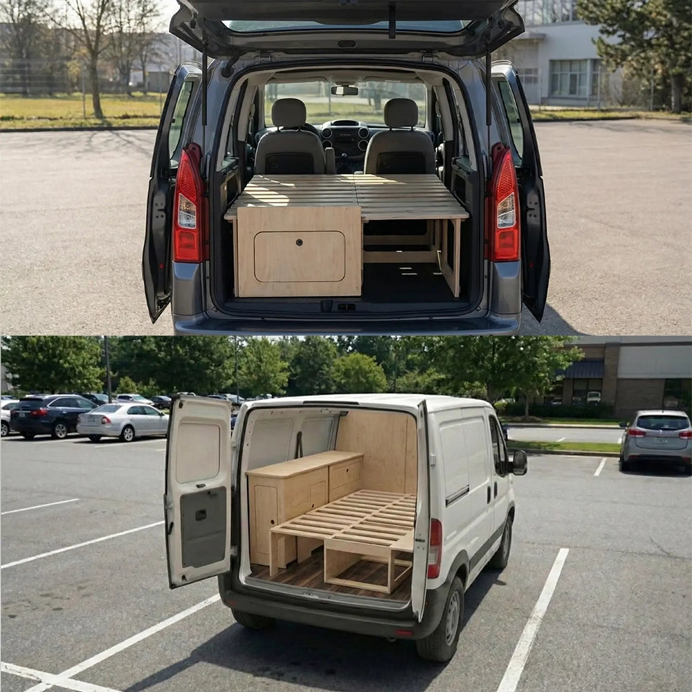 Taller Tiny Van fabricando módulos camper para distintos furgones